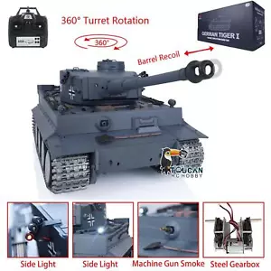 1/16 Henglong 7.0 Tiger I RTR RC Tank 3818 W/Barrel Recoil Metal Wheels Smoking - Picture 1 of 21