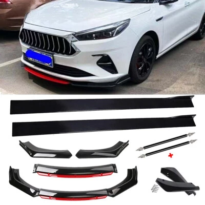 Front Bumper Lip Chin Splitter Spoiler Black Red For Ford Fusion Mondeo Body Kit Foto 1 de 4