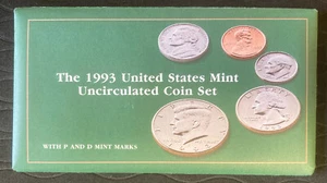 Coin Set: US Mint Uncirculated 1993 with P and D Mint Marks Original Packaging - Picture 1 of 2