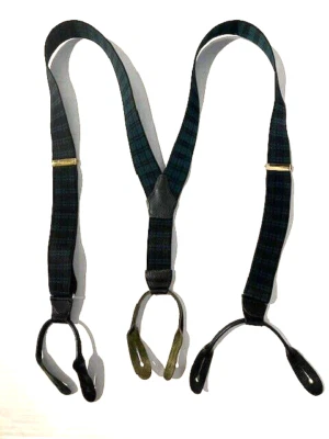 Новый зеленый черный часы Tartan мужской клетку эластичный кнопка подвески скобы - Изображение 1 из 4