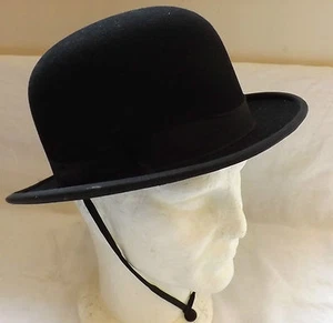 Sombrero de bombín negro vintage original para caballeros ejército y azul marino talla 7 mediano (1975) - Imagen 1 de 8