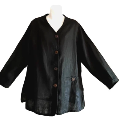 CHAQUETA CAMISA DAVID DART COLLECTION LINO NEGRO BOTÓN DELANTERO Talla M NUEVA SIN ETIQUETAS EXCELENTE Foto 1 de 4