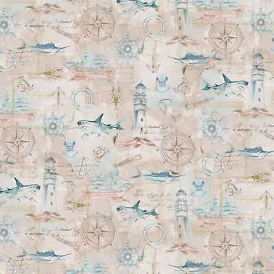 Michael Miller - Coastal Living - Navegación - Beige, tela por comprar Foto 1 de 4