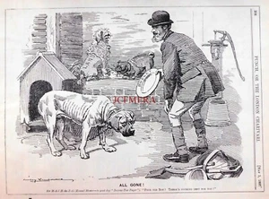 'ALL GONE!', Original Antique 1897 Linley Sambourne PUNCH Cartoon Print : 659-71 - Picture 1 of 1