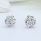 Flower Cluster Bridal Stud Earrings Round Simulated Diamond 925 Sterling Silver