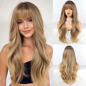 HAIRCUBE 24 Zoll gemischt aschblond Perücke lang lockig Frauen Pony weiblich tägliche Schönheit - Bild 1 von 17