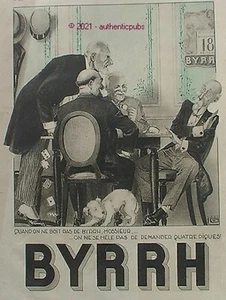 PUBLICITE BYRRH QUATRE PIQUES JEU DE CARTES PETIT VIEUX SIGNE LEONNEC DE 1933 AD - Imagen 1 de 1