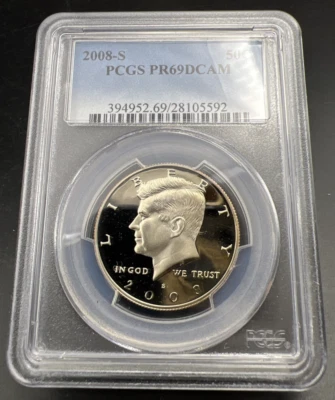 2008 S 50c Kennedy Copper Nickel Half Dollar Coin PCGS PR69 DCAM #592 - Image 1 of 4