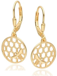 Ohrringe Gold Honigwabe Biene 925 18k Gelbgold vergoldet Damen Brisuren Rund - Bild 1 von 4