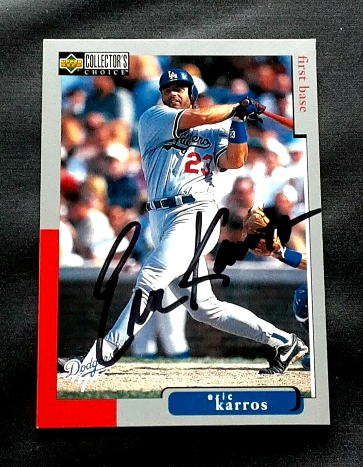 ERIC KARROS LOS ANGELES DODGERS FIRSTBASEMAN SIGNED AUTOGRAPHED BASEBALL CARD - Image 1 of 1