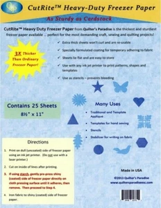 CutRite™ Heavy-Duty Freezer Paper - Printer Friendly - Make Appliqueing Easy - Picture 1 of 1