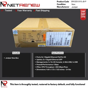 NEU Juniper SRX320-SYS-JB-P Services Gateway Enterprise Security Appliance - Bild 1 von 1