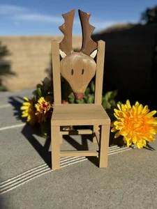 Hand-painted Wooden Reindeer Chair - Rustic Holiday Decor 15”x5.5”x5” - Picture 1 of 5