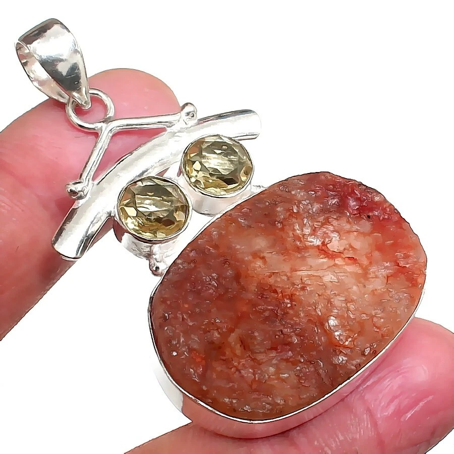 Natural Jasper Gemstone Handmade 925 Sterling Silver Jwelery  Pendant Sz 2.25'' - Image 1 of 1