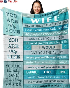 Gifts for Wife,Wife Birthday Gift,Anniversary Wedding Gift for Her/Wife Blanket - Picture 1 of 12