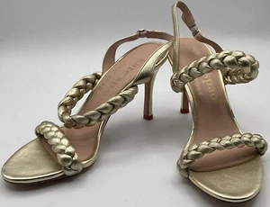 Kate Spade Damen Gold Safran Geflochten Leder Slingpumps Absatz Metallic Größe US 7 - Bild 1 von 7
