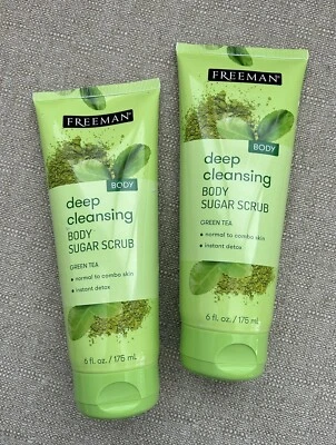 (2) Freeman Deep Cleansing Body Sugar Scrub Green Tea Instant Detox Body 6 Oz!!! - Image 1 of 2