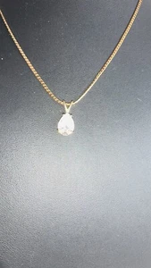 14k yellow gold teardrop pendant necklace 4.6 Grams 16” Long - Picture 1 of 6
