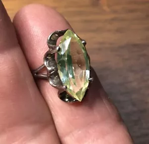 ¿Citrino de plata de ley de colección? Anillo Belcher Verde Talla 9 ¡ELEGANTE! - Imagen 1 de 8