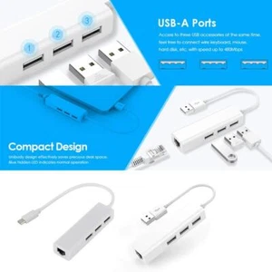 USB Type C to Ethernet RJ45 Network LAN Adapter Converter Y Hub For PC J7G3 - Picture 1 of 12