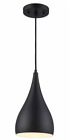 Bel Air Lighting 1-Light Black Mini Pendant Light Fixture Black Metal Dome Shade