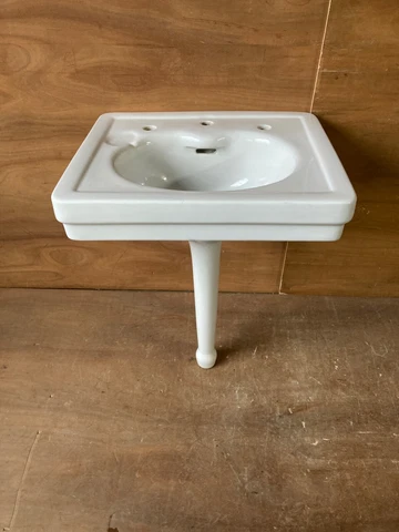 Antique 21x24 White Porcelain Peg Leg Pedestal Sink Vtg Standard Tiffin 383-22E Cover
