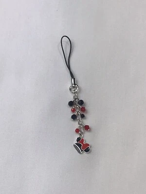 Disney Minnie Mouse Enamel Beaded Charm, Silver, Red, Black, Cell Phone, Tablet Foto 1 de 4