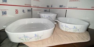 2 piece Set Vintage Corning Ware Shadow Iris Casserole Baking Dishes - No Lids - Picture 1 of 7