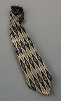 Corbata Albert Nipon Cuello Multicolor Negro Dorado Azul Diamante 100% Seda EE. UU. JBHS Foto 1 de 4