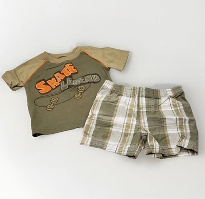 Pantalones Cortos y Camisa Garanimals Niños Talla 12 Meses con Skate Legend en la parte delantera En muy buena condición Foto 1 de 4