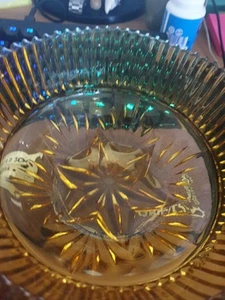 BERNSTEIN GLAS WIEDERHOLENDES GEOMETRISCHES MUSTER OBSTSCHALE / SERVIERSCHALE 1060`S - Bild 1 von 6