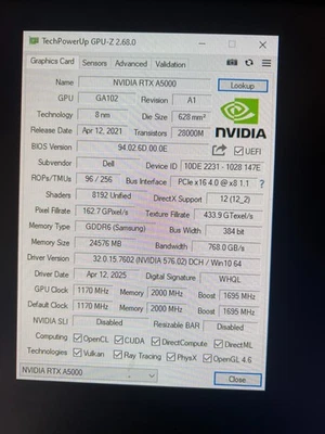 DELL NVIDIA RTX A5000 24GB GDDR6 Graphics Card - Image 1 of 4