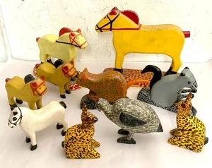 10 Vintage PA Folk Art Wood Carvings Horses, Cat, Birds...More - Picture 1 of 19