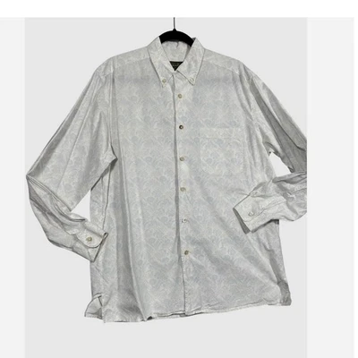 Ermenegildo Zegna Men XL Cotton Button Down Long Sleeve Floral Shirt Italy White - Image 1 of 4