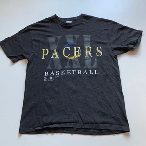 Vintage 90s Indiana Pacers T Shirt XL NBA Basketball Graphic Hanes Beefy T Black - Picture 1 of 6