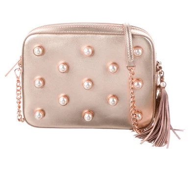 Auténtica Bandolera Ted Baker London Alessia Cuero Adornado con Perlas de Imitación Foto 1 de 4