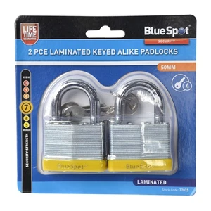 Blue Spot Tools - 2 Pce 50mm Laminated Keyed Alike Padlocks - Picture 1 of 1