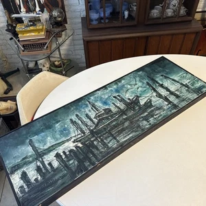 Pintura abstracta moderna de mediados de siglo al óleo sobre lienzo de "Barry" - Imagen 1 de 13