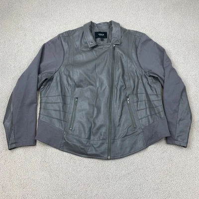 Torrid Faux Leather Motorcycle Jacket Women's 4 Long Sleeve Gray Rayon Blend - Image 1 of 4