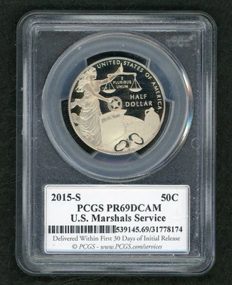 2015-S 50c U.S. Marshals Service PCGS PR69DCAM - Image 1 of 2