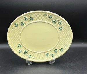 Bordallo Pinheiro Shamrock Platter Basketweave Pattern Oval serving 16” yellow - Picture 1 of 5