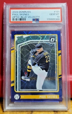 PAUL SKENES  PSA 10 RC 2024 PANINI DONRUSS OPTIC-BLUE VELOCITY #131 Cy Young SP - Image 1 of 2