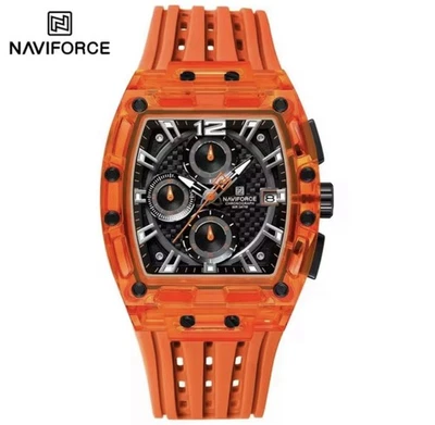New Design Naviforce Transparent Quartz Watch Waterproof Men Silicone Male Day - Image 1 of 4