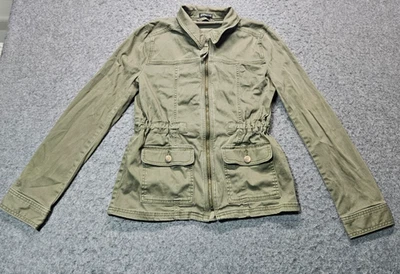 Express Cremallera Verde Oliva Manga Larga Chaqueta Mujer Talla Pequeña Foto 1 de 4