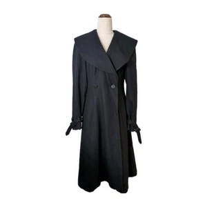 Third Millennium Black Long Coat Size 12 Double-Breasted Classic with Cuff Ties - Picture 1 of 7