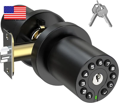 Keypad Door Knob with Key,Keyless Entry Door Lock, Code Locks Door Knob, Auto Lo - Image 1 of 4