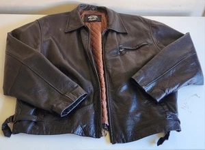 VTG Mens Black Leather Biker Motorcycle XXL 2XL  Pocket Coat Jacket Made in USA - Picture 1 of 13