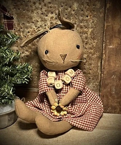 "Bloom Sweet Grubby Primitive Country coniglietto di Pasqua a quadretti natalizi 10" - Foto 1 di 21
