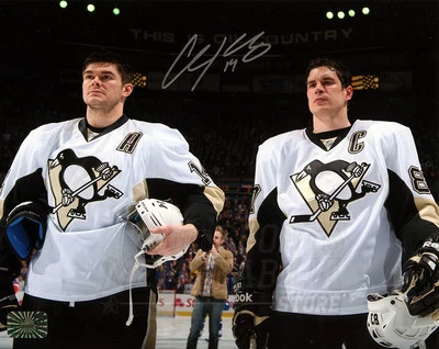 克里斯·库尼茨匹兹堡企鹅签名亲笔签名赛前国歌克罗斯比8x10 — 第 1/2 张图片