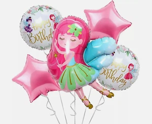 Palloncino Foil Principessa Fata x 8 Pezzi Compleanno Bambina Floreale Aria Elio Decorazione Festa - Foto 1 di 4